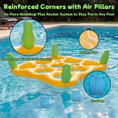 2 in 1 Pool Toys Games Set Inflatable Pool Float with 10 Balls & 8 Rings Tic-…