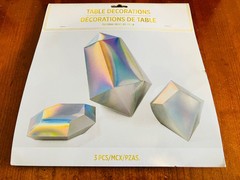 Amscan Table Decorations, 3 pcs, Diamond/Gem Shapes, Silver Iridescent