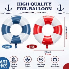 6 Pack 28″ Nautical Party Balloons Nautical Lifebuoy Foil Large Balloons for …