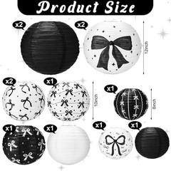 12 Pcs Black Bow Paper Lanterns Black Bow Birthday Party Decorations Birthday…