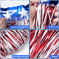 6Pack 60ft 4th of July Decorations Banner USA Stars Foil Fringe Garland Tinsel S