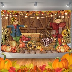 Fall Thanksgiving Banner Autumn Party Background Decorations orange