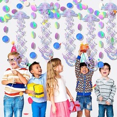10 Pcs Glitter Iridescent Jellyfish Hanging for Under The Sea Party Decorations