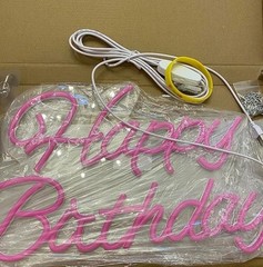 ✨ 20″ Pink «Happy Birthday» LED Neon Sign (Adjustable Brightness)