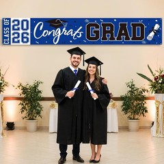 2026 Graduation Yard Sign, Large Congrats Grad Yard Banner Class Of 2026 (blue)