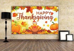 6 X 3.6ft Large Happy Thanksgiving Banner Backdrop Decoration, Autumn Fall Pu…