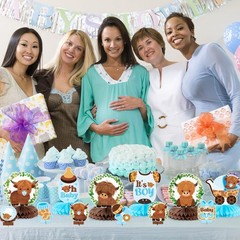 12Pcs Greenery Highland Cow Honeycomb Centerpieces Blue Highland Cattle Party…