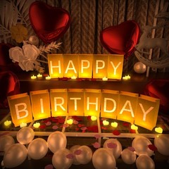 Happy Birthday Decorations, Include Light up Letters, with Tea Lights Candles