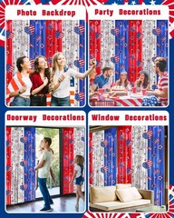 2 PCS 4th Of July Decorations Foil Fringe Curtain Red White Blue Streamer