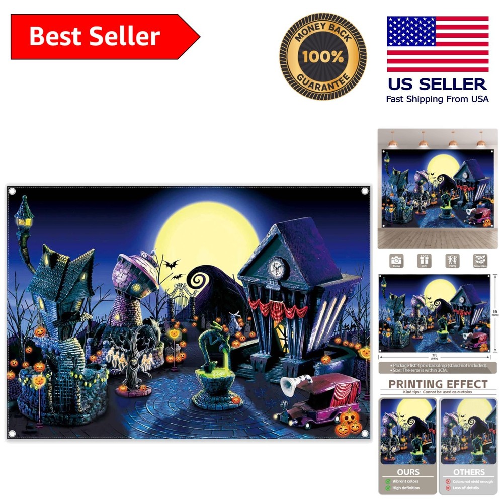 Durable 7x5ft Halloween Nightmare Backdrop – Perfect for Baby Showers & Parties