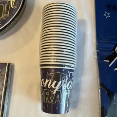 Blue & Black Graduation Decorations, Congrats Grad! Party Supplies for 24 Guests