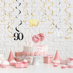 12pcs Mixed Color Hanging Swirls Decorations, Sparkle Swirls for 90th Birthday