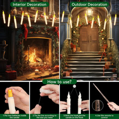 12/24pcs Floating Flameless Candles Flickering Warm Light with Remote Wand