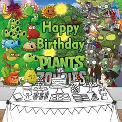 Plants vs Zombies Party Supplies Birthday Decor Banner Backdrop Vinyl 7x5ft
