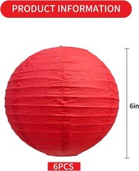 Traditional Chinese Red Paper Lanterns – 6 Pack for Birthdays & Anniversaries