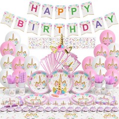 Unicorn Birthday Decorations for Girls – Party Supplies with Plates, Napkins,