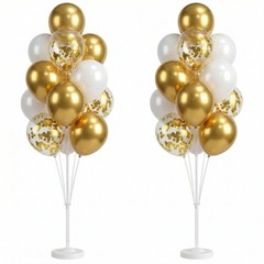 Balloon Column Kit Floor-Set of 2 with Gold Balloons-5FT Balloon Tower Stand …