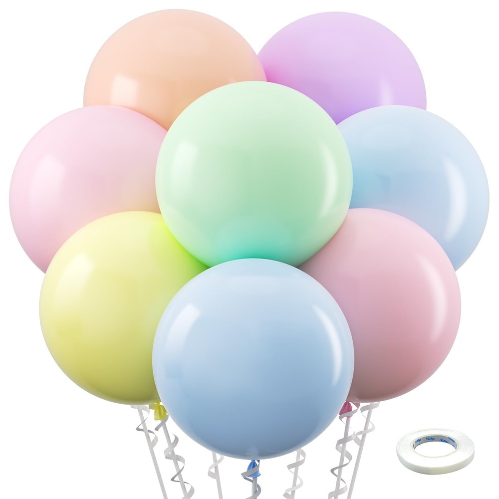 Pastel Balloons Latex Party Balloons 36 Inch 8 Pack Jumbo Spring Macaron Bal…