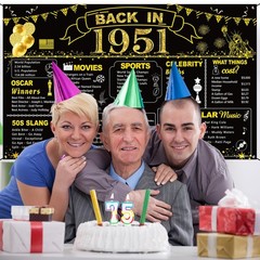 75th Black Gold Party Decoration, Back in 1951 Banner 75 Year Old Party Poste…
