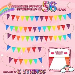 112 Rainbow in 2 Strings of 112 Flags(red+orange+yellow+green+cyan+navy+purple)