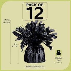 Black Balloon Weights, Heavy Balloon Weight Pack of 12 Metallic Foil Weights …