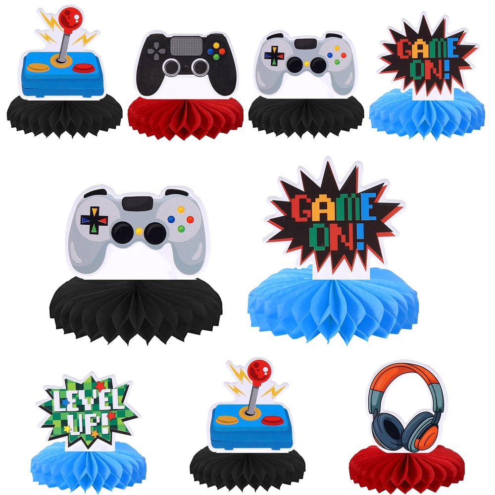 6 PCS Video Game Honeycomb Table Centerpiece Game On Controllers GamePad Tabl…