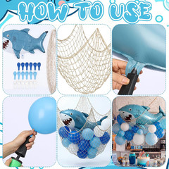 22 Pcs Shark Party Decorations Set 37 Inch Inflatable Blue Shark Balloons with F