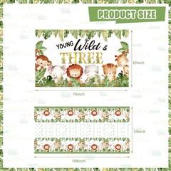 Young Wild and Three Birthday Decorations for Boys Girls, 157 Pcs Jungle Safa…