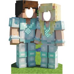 SS11231 Gold Mine Crafting Pixel Couple Video Game Stand In Cardboard Cutout Sta