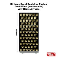 Birthday Photo Backdrop Banner Stand Any Age Gold Effect Name & Age Bespoke