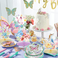 10Pcs Butterfly Party Decorations – Spring Pink Purple Butterfly Flowers Centerp