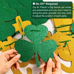 3pcs St. Patrick’s Day Banner Decoration 7.5 Inch Gold Glittery Let’s Get Sham