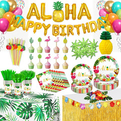 327 PCS Luau Party Decorations Set Serve 25, Hawaiian Birthday Party Supplies De