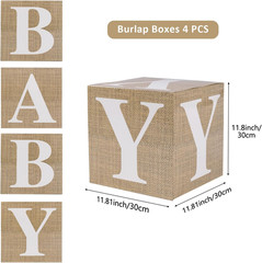 Baby Boxes with Letters for Baby Shower, 4Pcs Balloon Boxes with Printed Letters