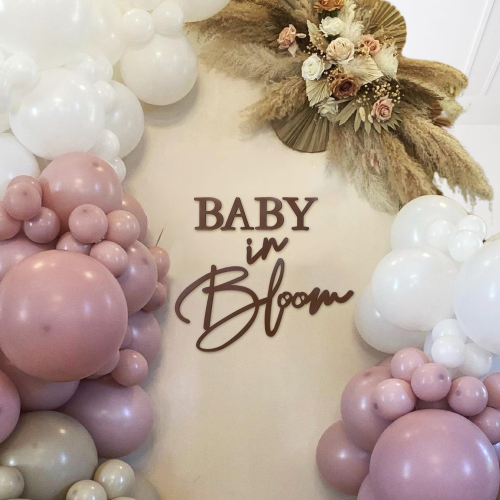 Baby in Bloom Sign Brown Felt Letter Baby Shower Gender Reveal Backdrop