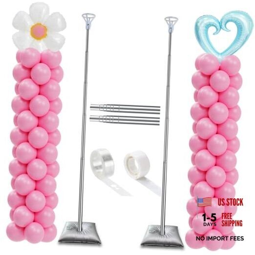 Balloon Column Stand Adjustable 7 Feet Ballon Arch Stands with Bases Set of 2