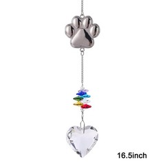 Pet Memorial Glass Sun Catchers 2 PCS Set Paw Print Hanging Decoration