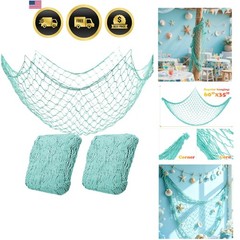 2 Pack Fish Net Decorations for Party, Natural Cotton Hawaiian Party Fishing …