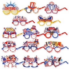 14pcs 250th USA Patriotic Party Decorations Eyeglasses, American 250th Anniversa