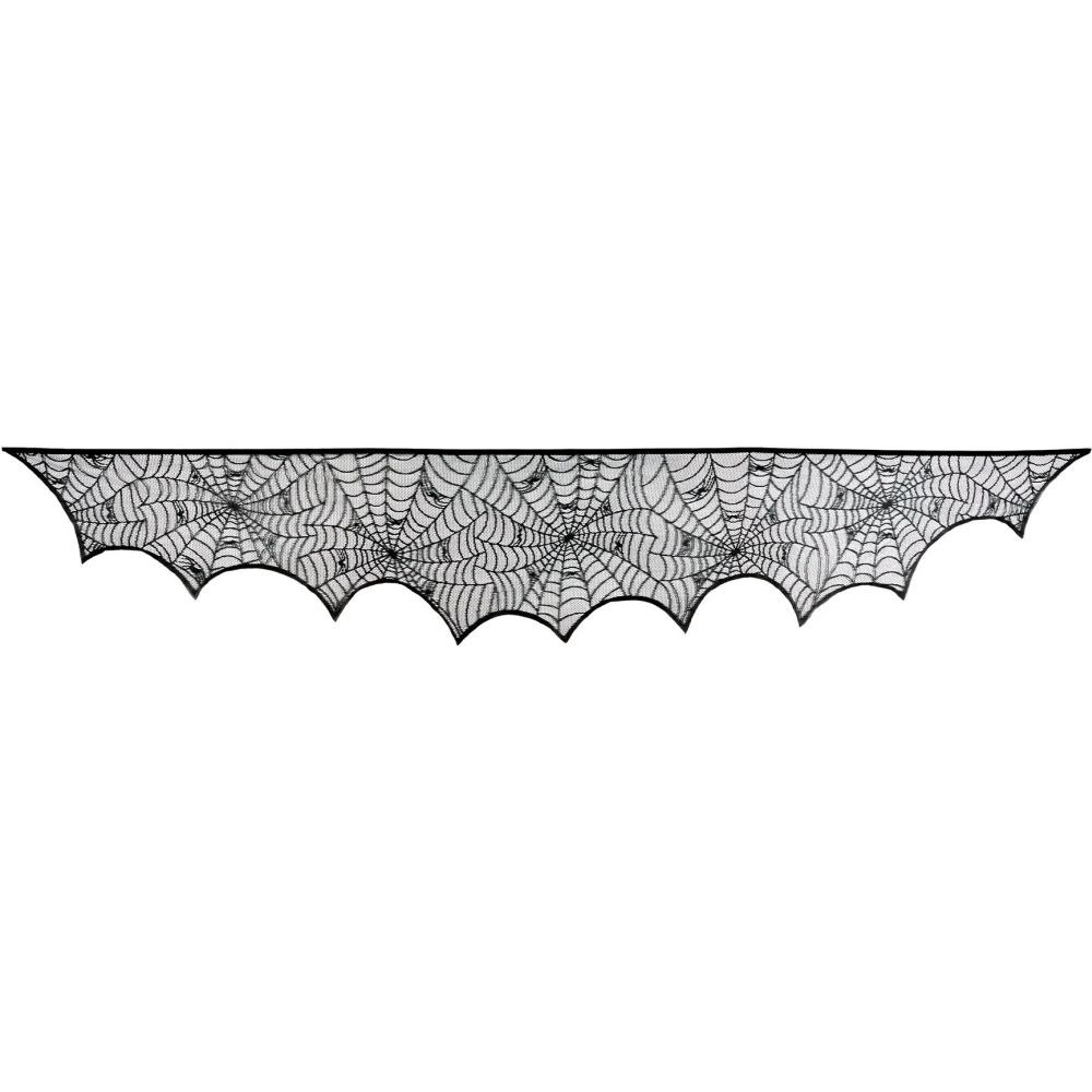 Spider Web Mantel Polyester Scarf 18.5″ x 8′ Halloween Decorations Supplies