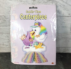 Beistle Stork Baby Shower Honeycomb Centerpiece Decoration Unisex 8″ NOS