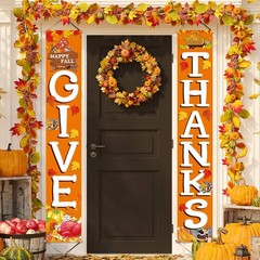 Happy Fall Thanksgiving Door Banner Outdoor Decor Harvest Porch Banners