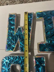 W-I-S-H Styrofoam Lettering Blue Shiny Sparkled Party Decor Big 8”tall