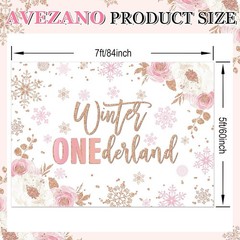 Winter Onederland Backdrop for Girl 1st Birthday Party Decoration (7x5ft).