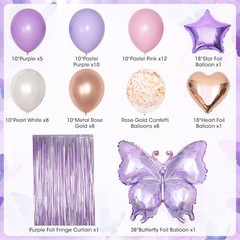 Pink Birthday Party Decorations, Butterfly Confetti Rose Gold Lavender Purple