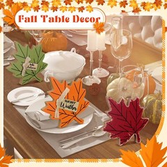3PCS Thanksgiving Maple Leaf Wood Decor Fall Table Centerpiece Decorations