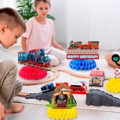 Train 3D Table Honeycomb Centerpiece Transportation Birthday Party Supplies Set