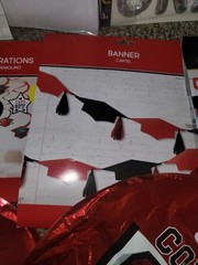 Congratulations Graduation RED & BLACK School Color Party Decorations. New!!