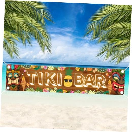 Tiki Bar Sign Tiki Party Decorations, Hawaiian Luau Party Decorations, Yellow
