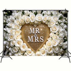 5x7FT/5x3FT Mr & Mrs Backdrop Wedding Valentine’s Day Backgrounds Photo Booths